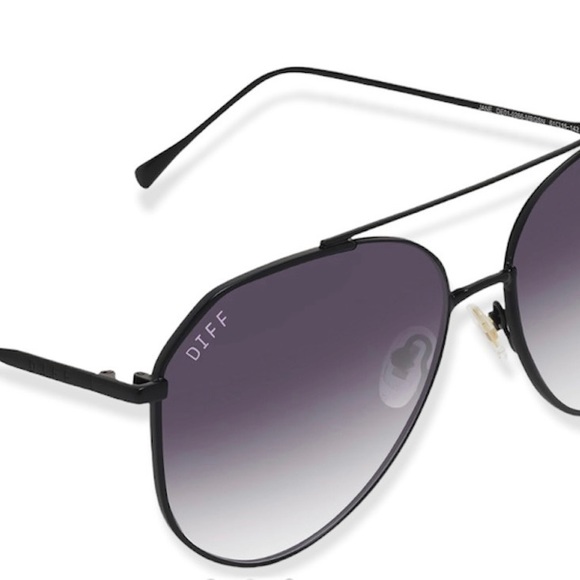 DIFF Jane Sunglasses Aviators Matte Black Frame Grey Gradient Lenses - Picture 5 of 10